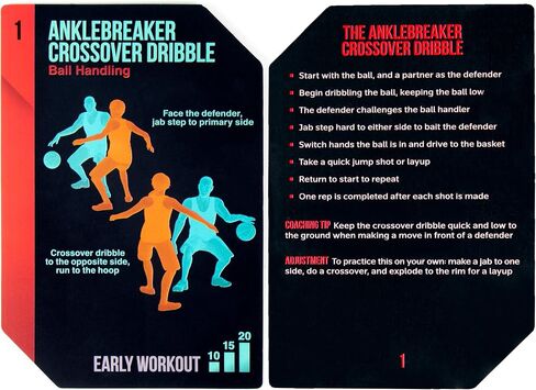Hot Shots Basketball Drill Cards | 64 Waterproof Plastic Cards | Includes 45 Guided Drills, 9 Archetype Workouts, 5 Games, & 5 Info Cards | Great for Skills Training & Coaching in Youth & Adult Sports in Saudi Arabia
