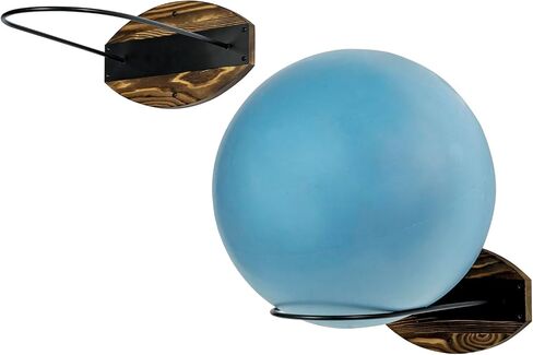 MyGift Wall Mounted Exercise Stability Ball Holder, Rustic Burnt Solid Wood and Black Metal Wire Display Rack for Yoga Balls in Home Gym or Studio, Set of 2 in Kuwait
