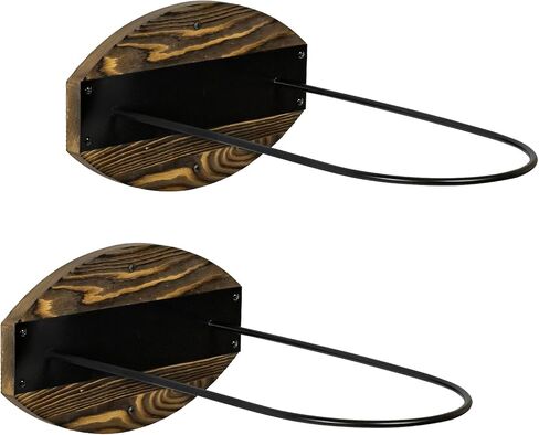 MyGift Wall Mounted Exercise Stability Ball Holder, Rustic Burnt Solid Wood and Black Metal Wire Display Rack for Yoga Balls in Home Gym or Studio, Set of 2 in Kuwait