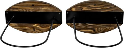 MyGift Wall Mounted Exercise Stability Ball Holder, Rustic Burnt Solid Wood and Black Metal Wire Display Rack for Yoga Balls in Home Gym or Studio, Set of 2 in Kuwait