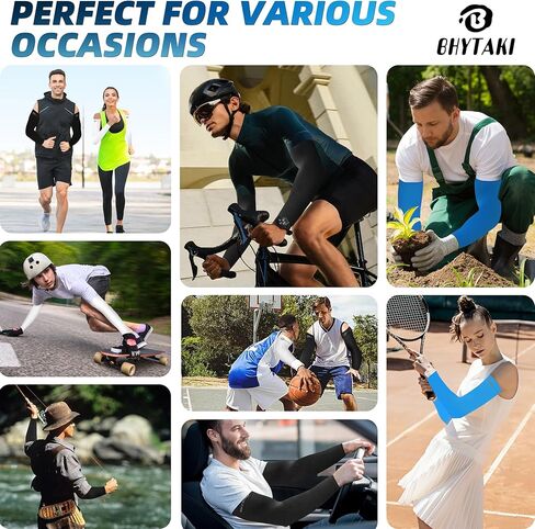 BHYTAKI 6 Pairs UV Sun Protection Arm Sleeves, UPF 50 Sports Cooling Arm Compression Sleeves for Men Women Teenager in Kuwait