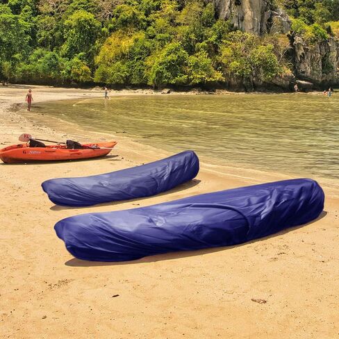 غطاء Frelaxy 420D Kayak، أغطية قوارب الكاياك شديدة التحمل مقاومة للماء والأشعة فوق البنفسجية للتخزين في الهواء الطلق، غطاء غبار قوي للغاية لتخزين الزورق، رائع للاستخدام الداخلي والخارجي 9.8-13.5 قدم in Kuwait