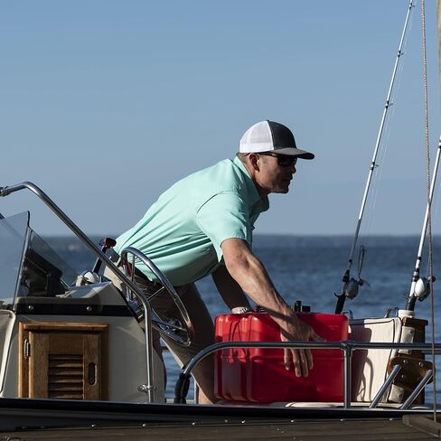 خزان الوقود البحري Sceptre 08669 مستطيل الشكل سعة 12 جالونًا للقوارب ذات المحرك الخارجي، 24-1/2 بوصة × 18 بوصة × 11-1/2 بوصة، أحمر in Kuwait