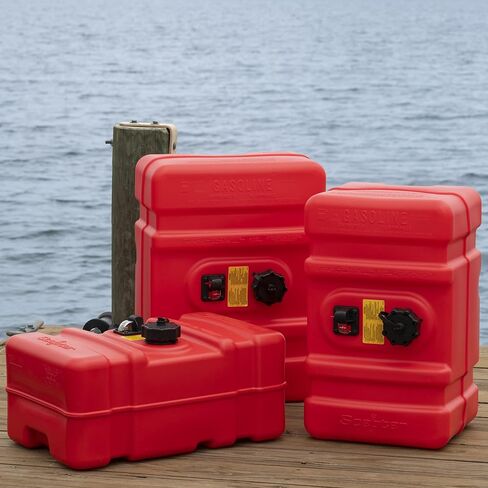 خزان الوقود البحري Sceptre 08669 مستطيل الشكل سعة 12 جالونًا للقوارب ذات المحرك الخارجي، 24-1/2 بوصة × 18 بوصة × 11-1/2 بوصة، أحمر in Kuwait