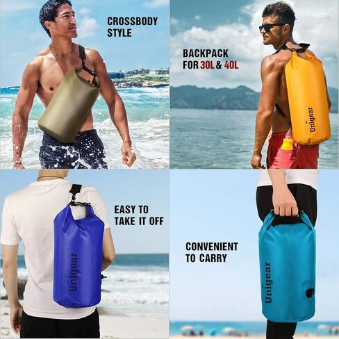 حقيبة Unigear الجافة مقاومة للماء، 2L/5L/10L/20L/30L/40L حقائب عائمة وخفيفة الوزن للتجديف وركوب القوارب وصيد الأسماك والسباحة والتخييم مع حافظة هاتف مقاومة للماء in Kuwait