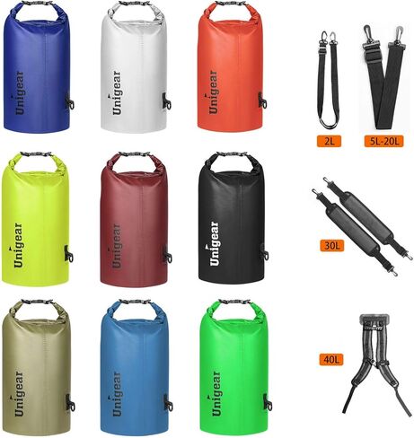 حقيبة Unigear الجافة مقاومة للماء، 2L/5L/10L/20L/30L/40L حقائب عائمة وخفيفة الوزن للتجديف وركوب القوارب وصيد الأسماك والسباحة والتخييم مع حافظة هاتف مقاومة للماء in Kuwait