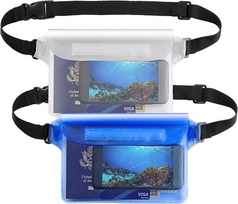Waterproof Waist Pouch 2-Pack | Beach Accessories Dry Bag Waterproof Fanny Pack for Swimming Snorkeling Sailing Kayaking Beach Pool Water Parks | Keep Your Phone Wallet Safe and Dry in Saudi Arabia