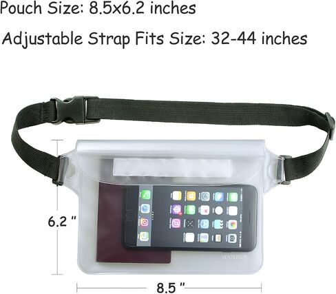 Waterproof Waist Pouch 2-Pack | Beach Accessories Dry Bag Waterproof Fanny Pack for Swimming Snorkeling Sailing Kayaking Beach Pool Water Parks | Keep Your Phone Wallet Safe and Dry in Saudi Arabia