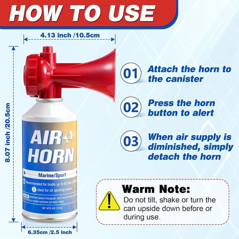 Enhon Large Air Horn 8.3 oz, Handheld Very Loud Air Horn Can for Safety, Marine Fog Horn Blow Horns Boat Accessories, Coast Guard, Emergency Use for Sporting Events, Camping, Animals Alarm in Saudi Arabia