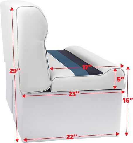 مجموعة وسائد مقعد بونتون من سلسلة فاخرة 8WD100-1009 من Wise 37 بوصة (قاعدة 8WD100-1B-204 مطلوبة لإكمالها)، أبيض/أحمر/فحمي in Kuwait