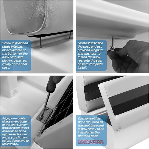 مجموعة وسائد مقعد بونتون من سلسلة فاخرة 8WD100-1009 من Wise 37 بوصة (قاعدة 8WD100-1B-204 مطلوبة لإكمالها)، أبيض/أحمر/فحمي in Kuwait