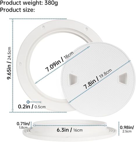 Xztrdi Boat-Ready White Round Non-Slip Inspection Hatches - Sizes 4", 6", 8" with Detachable Cover - ABS Plastic Screw Out Access Hatch Cover for Kayak, Yacht, Marine Accessories White in Kuwait