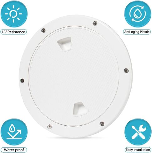 Xztrdi Boat-Ready White Round Non-Slip Inspection Hatches - Sizes 4", 6", 8" with Detachable Cover - ABS Plastic Screw Out Access Hatch Cover for Kayak, Yacht, Marine Accessories White in Kuwait