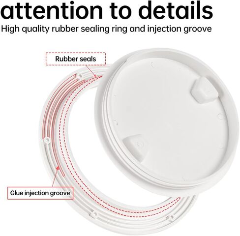 Xztrdi Boat-Ready White Round Non-Slip Inspection Hatches - Sizes 4", 6", 8" with Detachable Cover - ABS Plastic Screw Out Access Hatch Cover for Kayak, Yacht, Marine Accessories White in Kuwait
