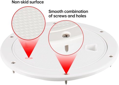 Xztrdi Boat-Ready White Round Non-Slip Inspection Hatches - Sizes 4", 6", 8" with Detachable Cover - ABS Plastic Screw Out Access Hatch Cover for Kayak, Yacht, Marine Accessories White in Kuwait