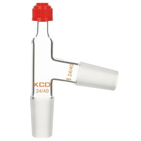 Distilling Thermometer Adapter, 3-Way Glass Adapter with 24/40 Joints and Screw Cap for Distillation Apparatus