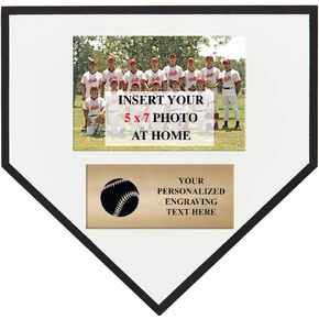 Crown Awards 10" Baseball Home Plate Team Photo Plaque, Custom Engraved Baseball Trophy, Insert Your Own 5X7 Photo, Engraving Included, Prime
