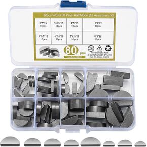 140 Pcs Round Ended Feather Key, Parallel Drive Shaft Keys, Key Stock Assortment Set, Drive Shaft Parallel Keys, Shaft Feather Key, Keyway for Fasteners Industry Mechanical, 3mm 4mm 5mm 6mm(140Pcs)