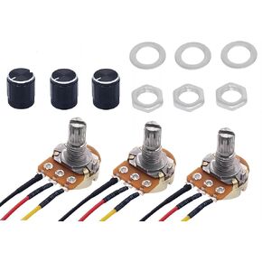 3Pcs 10k Potentiometer WH148 B10K 3 Pin Variable Resistor with XH2.54 Connector Wire Cable and Potentiometer knob Cover Cap Black