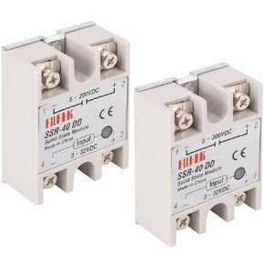 BlueStars 2PCS Solid State Relay SSR-40DD DC to DC Input 3-32VDC to Output 5-200VDC 40A Single Phase Semi-Conductor Relay Module - Pack of 2 Control 3-32V DC Load 5-200V DC