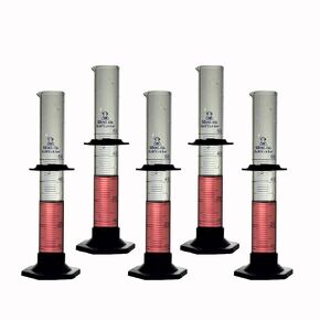 TN Lab Graduated Measuring Cylinder 50ml Borosilicate Glass with Plastic Base 5-Pack