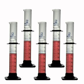 TN Lab Graduated Measuring Cylinder 100ml Borosilicate Glass with Plastic Base 5-Pack