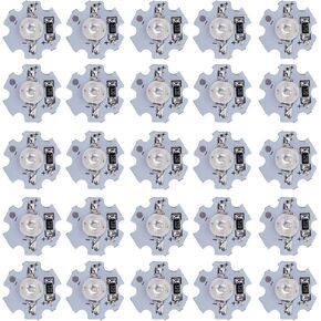 ViaGasaFamido 25Pcs LED Chip, 0.5W 5V Light Source Chip with Aluminum Plate, High Power LED Lamp Bead for Bulb Corn Light StageLight(Green Light: 520525nm)