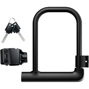Bike U Lock with Key, Bicycle D Lock Shackle 6In Length Security Cable with Sturdy Mounting Bracket Anti Theft Bicycle Secure Locks