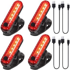 4 Pack USB Rechargeable LED Bike Tail Light,Bright Bicycle Rear Cycling Safety Flashlight, Night Essential Reflector Seat Back Safety Lamp,4 Light Mode Options for Adults Men Women Road Mountain