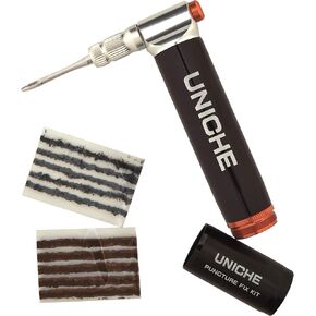 UNICHE Pro CO2 Inflator Combo Tubeless Tire Repair Tool Kit – for MTB and Road Bicycle – Fix The Puncture and Inflate The Tire Together – Includes Storage Canister, Insertion Tool and Plugs
