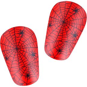2pcs Spider Mini Soccer Shin Guards, 3.15x1.97 Inch Extra Small Football Shin Pads Tiny Cobweb Protective Equipment Miniature Sports Supplies for Teenagers Kids Adults