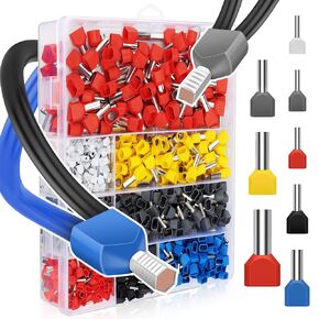 Lytool Double Wire Ferrule Kit 8-22 AWG, 750Pcs Dual Bootlace Ferrule Kit Wire Ferrules Twin Ferrules Connectors Wire Terminal Connector, Insulated Cord Pin End Terminal Great Assortment Ferrules Kit