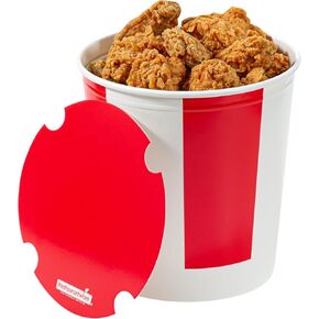 Restaurantware-Bio Tek 130 Ounce Chicken Buckets With Lids, 25 Greaseproof Paper Chicken Buckets - Vented Lids, Freezable, Red And White Paper Disposable Chicken Buckets, For Restaurants And Cafes