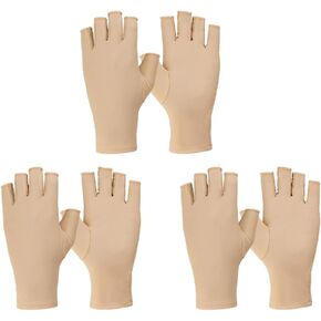 3 Pairs Sunscreen Fingerless Gloves Women Uv Protection Gloves Half Finger Gloves Non Skid Gloves Sunblock Driving Gloves Women, Brown