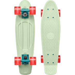 لوح تزلج Retrospec Quip Mini Cruiser مقاس 22.5 بوصة لوح تزلج كلاسيكي كلاسيكي من البلاستيك مع 7 محامل ABEC وعجلات PU ولوحة مدمجة مع سطح وافل مصبوب