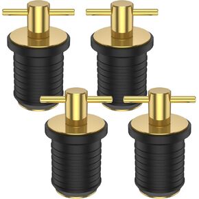 4Pcs T-Handle Drain Plug 25/32mm Metal Marine Boat Drain Plug Boat Rubber Plug Brass Boat Drain Twist Plug Sturdy Marine Boat Accessories for 3/4-inch 1-inch 1-1/4-Inch Hole(25mm,Silver)