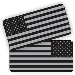 Pair - REFLECTIVE Stealthy American Flag Hard Hat Stickers | Black Ops Decals | Tactical Gear Survival Labels | USA Flags Toolbox Helmet Patriotic Old Glory
