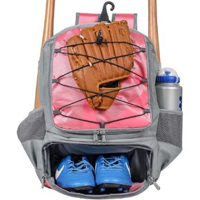 Baseball Bag for Adult Lightweight Youth Softball Backpack, Catcher Bag with Shoe Compartment and External Helmet Holder, Waterproof and Durable