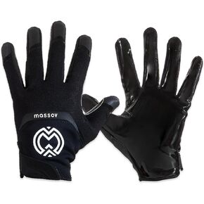 EVO2 Football Gloves - Sticky Football Gloves with ProTac Palms, Mesh & 4D Sport Mesh for Elite Fit & Superior Breathability - All Black