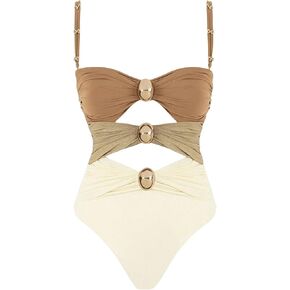 Verdusa Women's Cut Out Colorblock One Piece Swimsuit Ruched Swimwear Bathing Suit in Kuwait