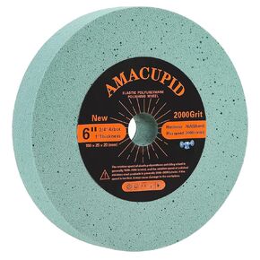 Elastic Polyurethane Buffing Wheel 6 Inch 2000 Grit. for Bench Grinding Wheel Polishing Machine. Fine Polishing of Metals Such as Stainless Steel、Aluminum Alloys. 3/4 Inch Arbor
