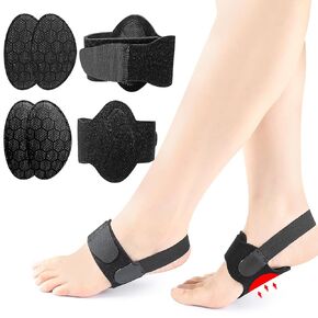 Arch Support Brace for Plantar Fasciitis Relief, Adjustable Arch Support Sleeves for Men and Woman with 2 Pairs Different Heights Removable Arch Support Pads for FlatFoot, High Arches (beige color)