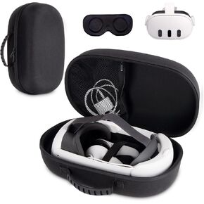 Hard Carrying Case for Meta Quest 3，Compatible Meta Quest 3 accessory with Standard headband, touch controller and other accessories，Stylish design for traveling，Black