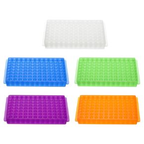 PATIKIL 96 Wells Tube Rack, 1set Vial Rack Double Panel Centrifuge Tube Holder for Microcentrifuge Tubes 0.2/0.5/1.5/2ml, Blue,Orange,White,Purple,Green
