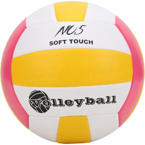 Volleyball, LEIJAIER PU Machine Sewing Standard Soft Anti-Explosion Volleyball, Competition or Recreational Training Ball for All Ages(Pink)