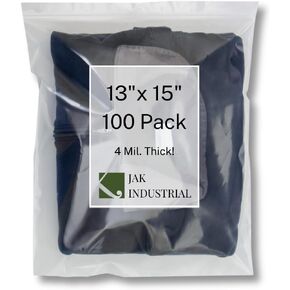 4 Mil - 2 Gallon - 13 x 15 Inch - Extra Heavy Duty Zippered Recloseable Plastic Freezer Bags (Pack of 100) with Date Labels