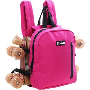 JajaHoho Roller skates bags Women Fuchsia Pink Backpack for rollerskates, ice skates, inline skates,16 x 12 x 6 inches