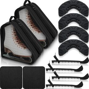 Liliful 8 Pcs Skate Guards Skate Blade Protector Covers Towel Ice Inline Skate Bag Set Ice Skating Guards for Adult Figure Skating or Hockey Winter Supply