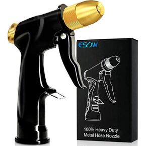 ESOW Garden Hose Nozzle 100% Heavy Duty Metal, Water Hose Sprayer with 8 Watering Patterns, Thumb Control On Off Valve, High Pressure Nozzle Sprayer for Watering Plants, Car and Pet Washing, Black