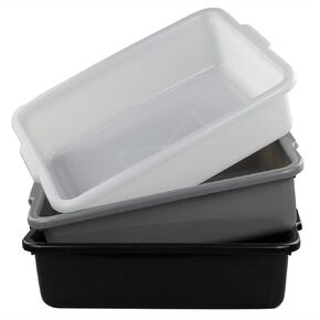 Vababa 3-Pack Plastic Commercial Bus Box, 13 L Kitchen Bus Tub